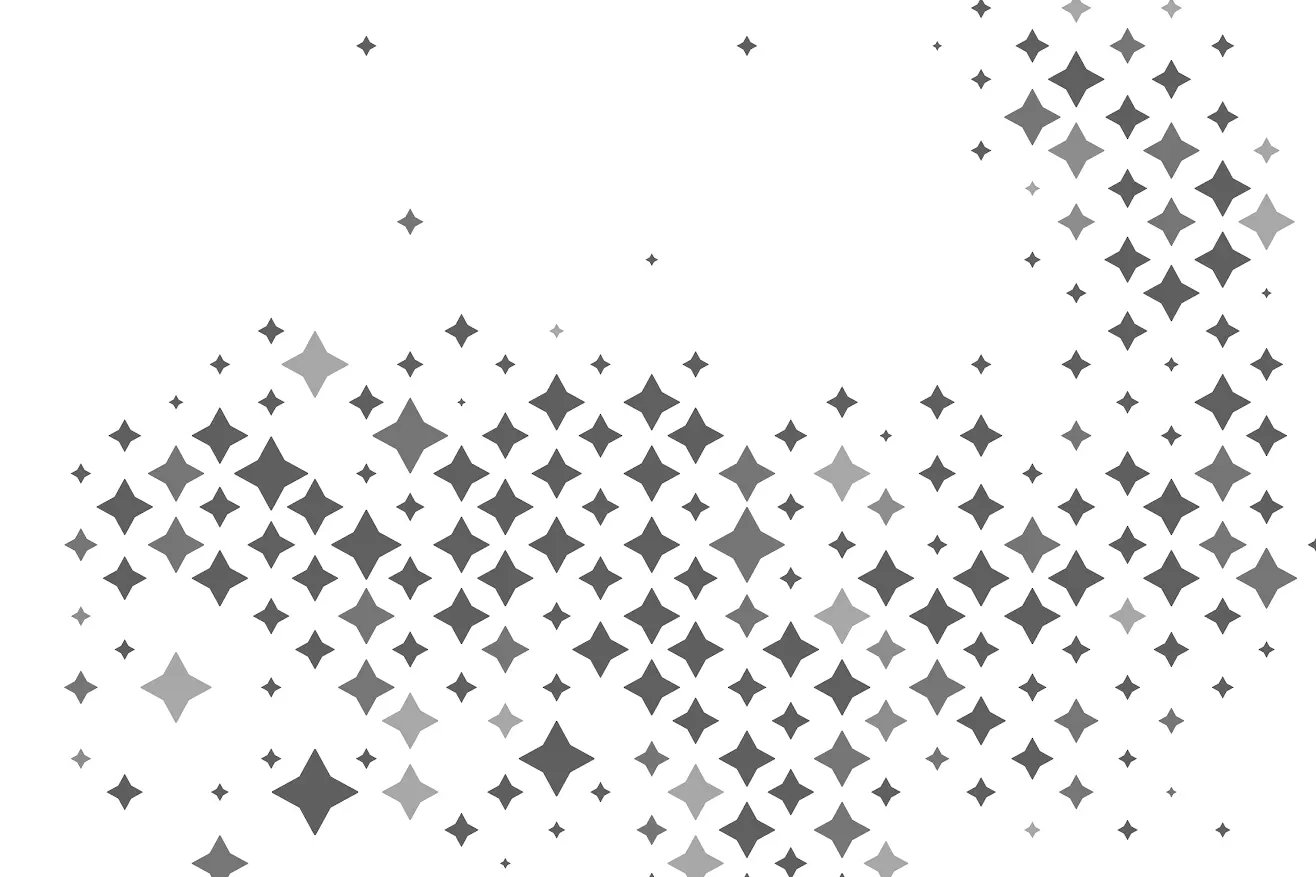 On a white background, Stellar Orthodontics in San Marcos, CA features a gradient design of gray four-pointed stars in various sizes.